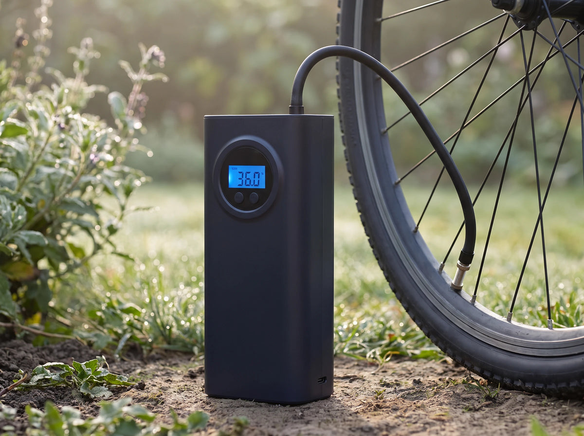 InflatoPro — Cordless tire inflator with preset auto-stop and dual-pressure display